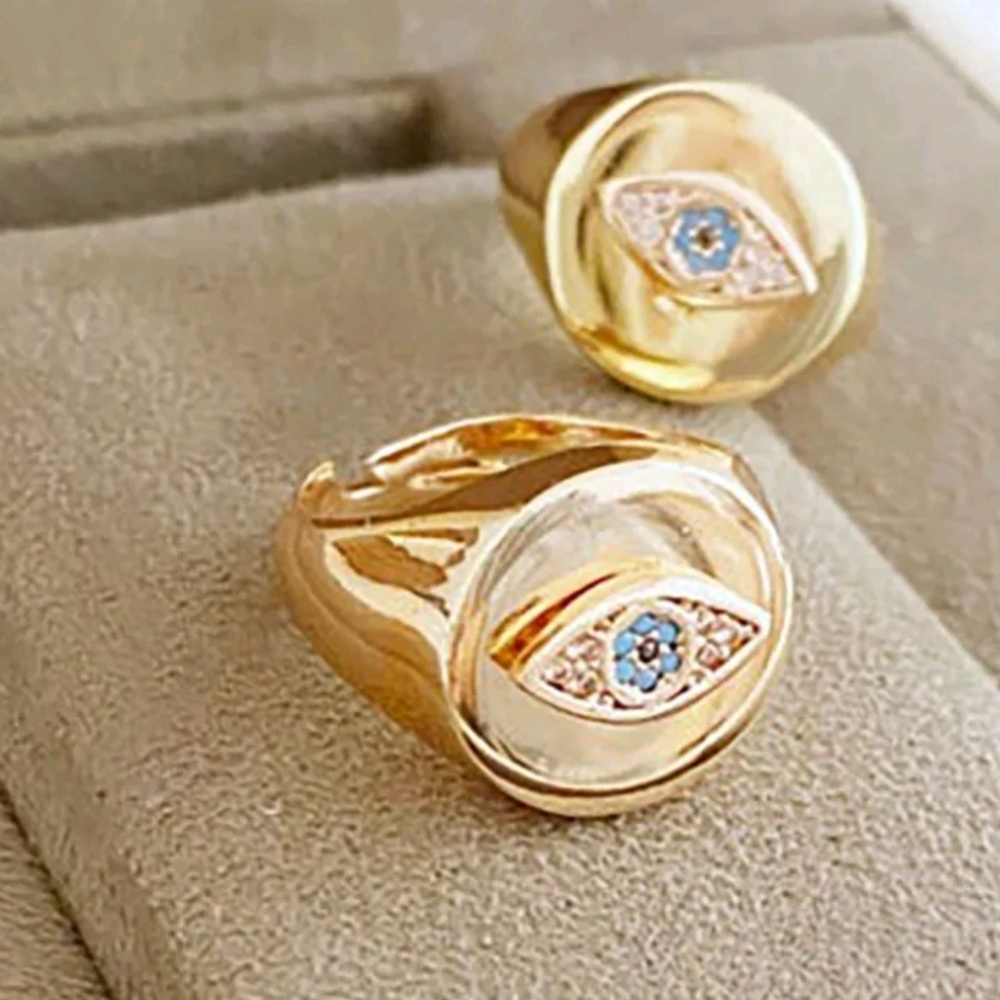 1 x Zircon Gold Eye Ring Women Ring Party Jewelry Gift Size 5.5